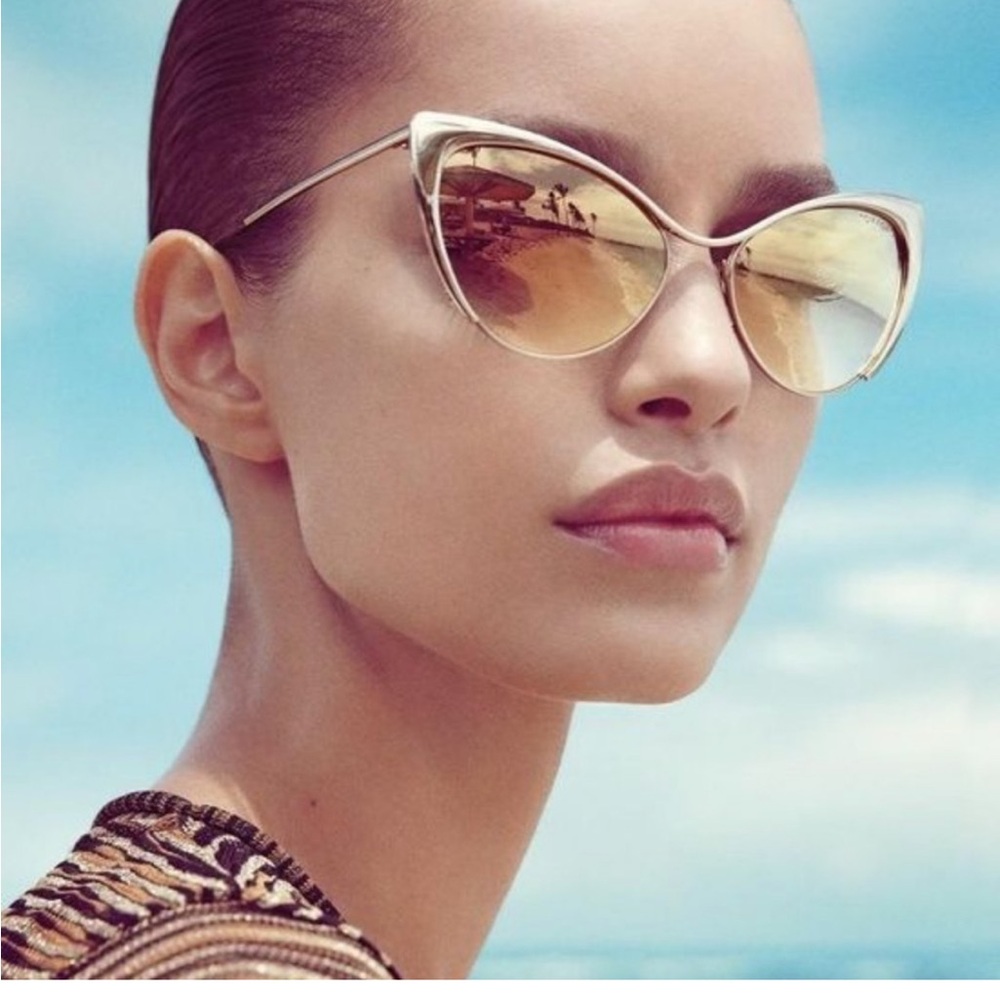 Tom Ford Nastasya gold mirrored cat eye sunglasses